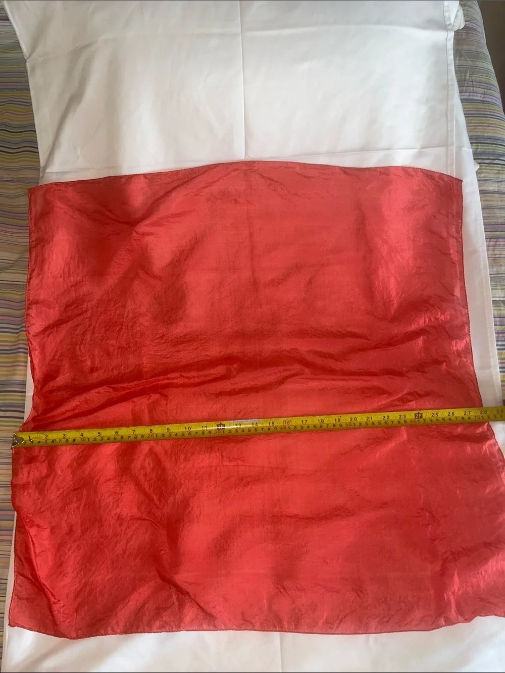 Tomato Red Lightweight Handrolled Hams Silk Scarf - Sheer Accent Piece‎